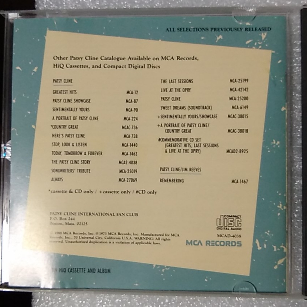 Patsy Cline  and Linda Ronstadt CD.
